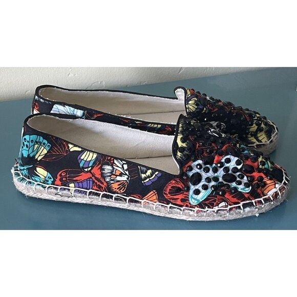 Head Over Heels by Dune Sequins Butterflies Espadrilles Women's Size 8 - Picture 2 of 9